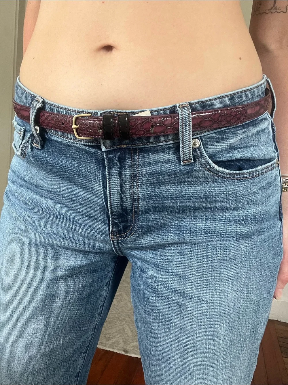 J.Crew Pink Faux Crocodile Belt - Picture 2 of 7